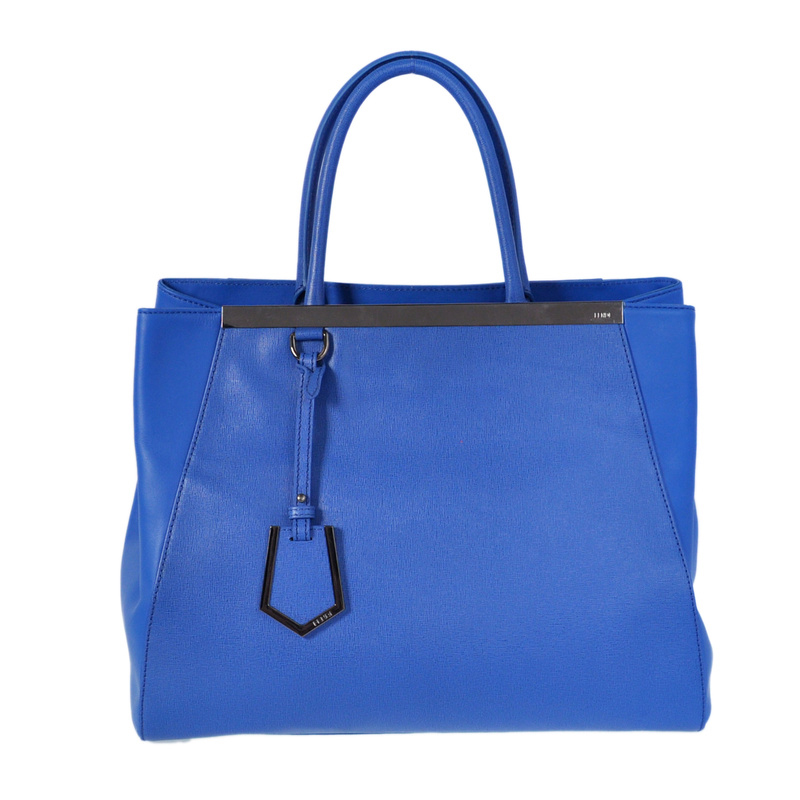 F8017 Fendi 2Jours Bag in pelle di vitello blu in pelle